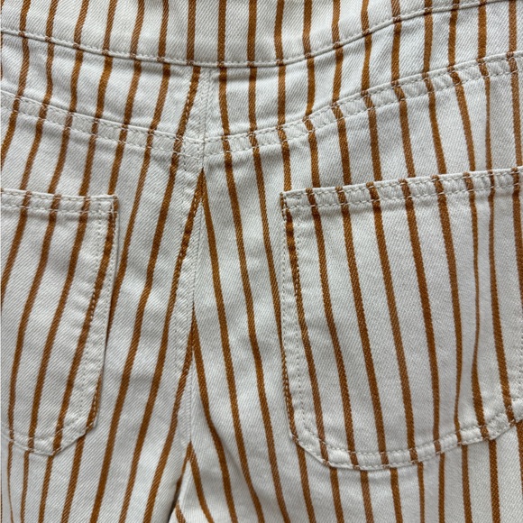 Anthropologie Striped Flare Pants in Cream and Rust Brown - Picture 4 of 6